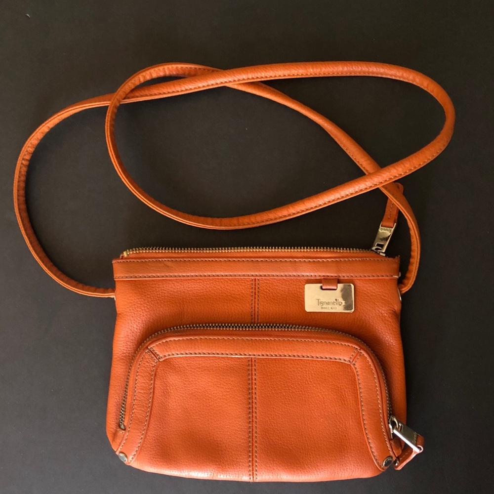 Small orange leather Tignanello crossbody bag